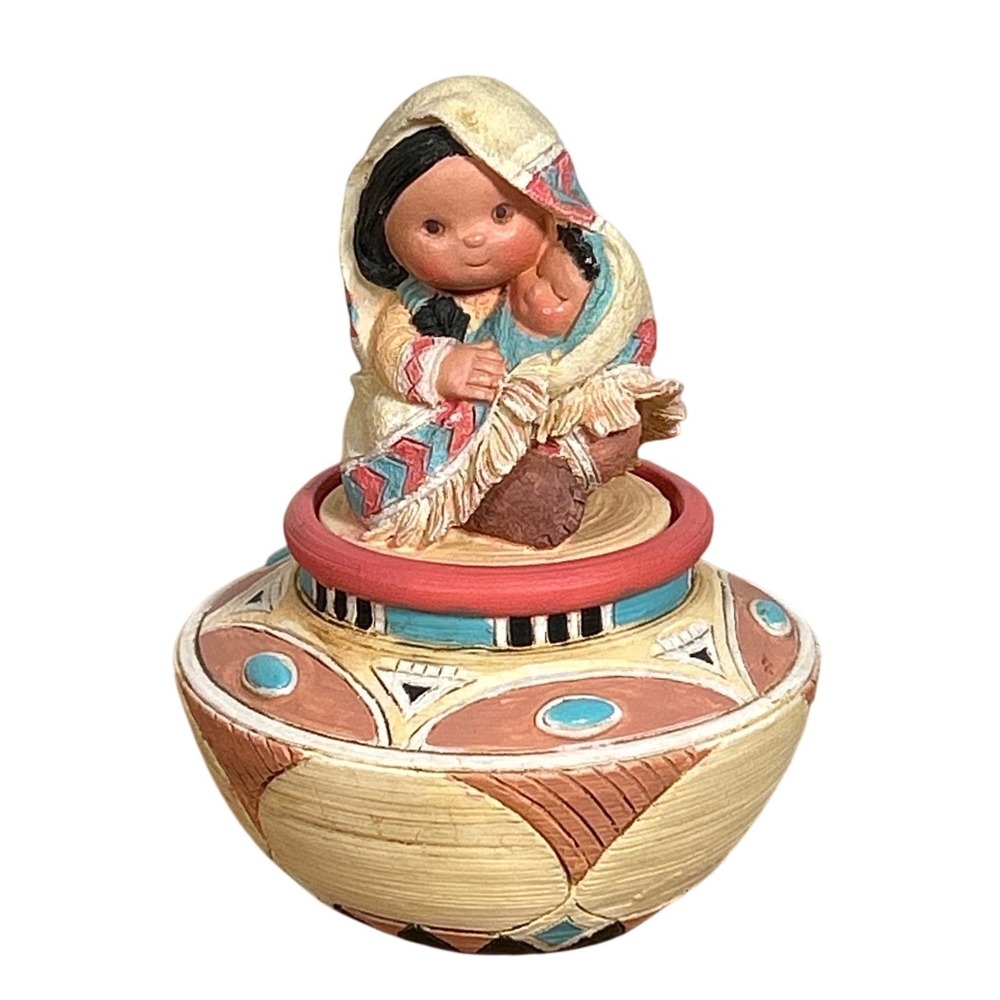 Enesco Friends of the Feather Love Trinket Box Karen Hahn 1995 Native American